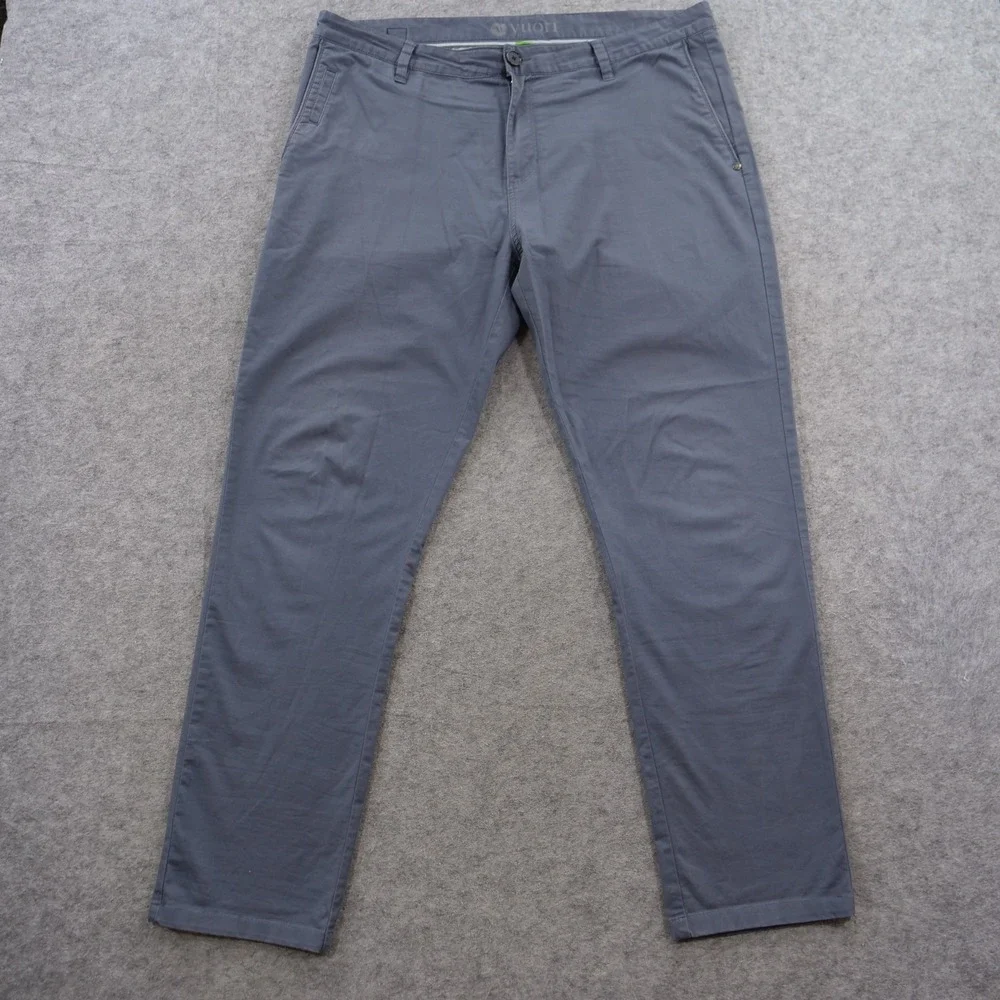Vuori Pants Mens 36 Gray Collins Chino Casual Stretch Straight Leg Flat Front